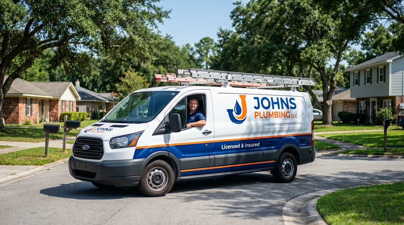 Johns Plumbing LLC service van in Horseshoe Bend, AR