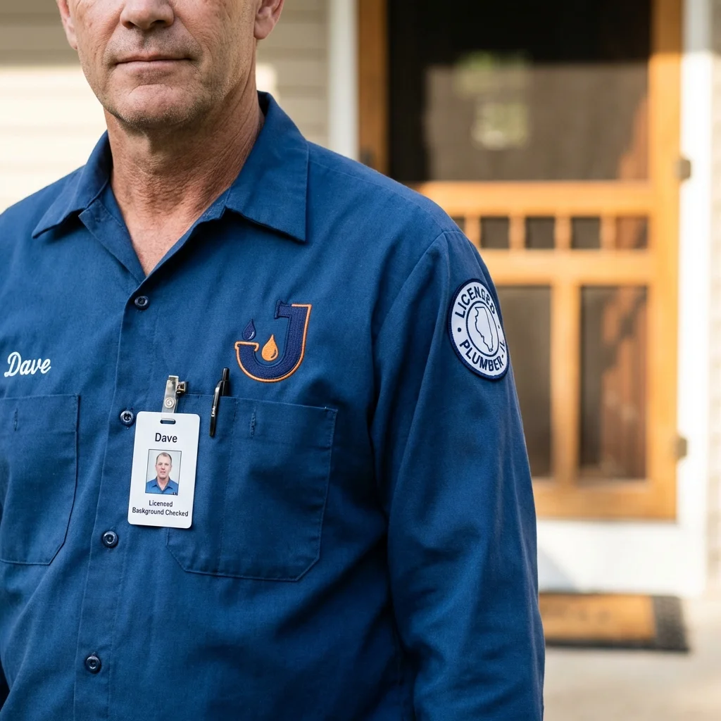 Licensed plumber showing ID badge in Horseshoe Bend, AR