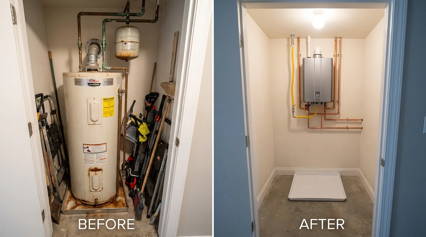 Tank water heater versus wall-mounted tankless unit comparison for Horseshoe Bend, AR homeowners